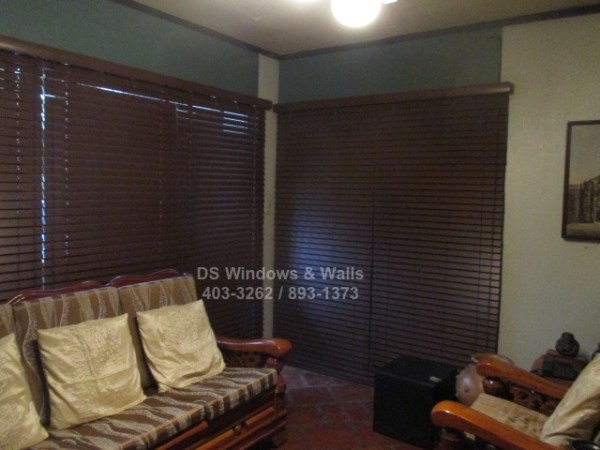 Real premium dark colored wood blinds installation in Makati city