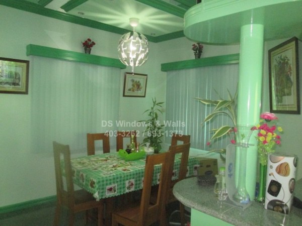 Green theme dining room PVC vertical blinds