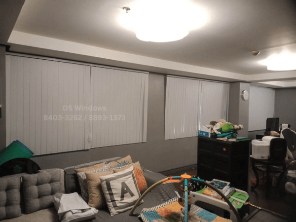 white vertical blinds